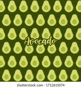 Típico y colorido patrón de aguacate. Fondo vectorial sin fisuras. Esta es una simple ilustración vectorial con armoniosa mezcla de estilos retro y moderno. Vector Eps10.