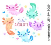 Cute colorful axolotl collection illustration