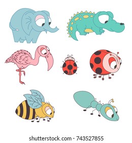 Cute colorful  baby animal sticker.