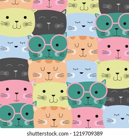 Cute colorful baby cat pattern