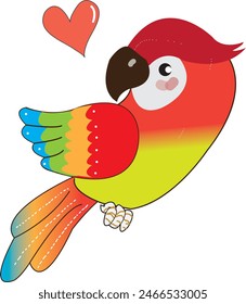 A cute colorful baby Cockatoo Cartoon Illustration