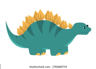 Cute colorful baby stegosaurus vector isolated. Huge lizard, prehistoric creature. Funny dinosaur, archeology concept.