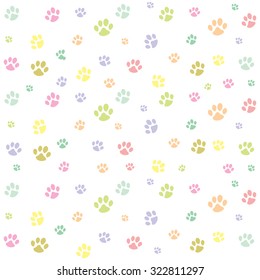 Cute colorful background with animals footprints.