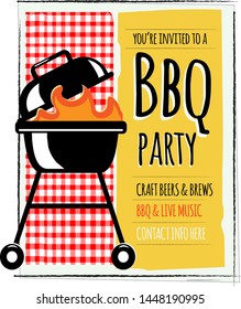 Cute Barbecue Party Invitation Design Template Stock Vector (Royalty ...