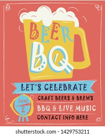 Cute and colorful barbecue party invitation design template