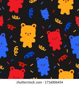 Cute Colorful Bear Seamless Pattern