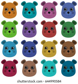 Cute Colorful Bears Seamless Pattern Beckground - Cartoon Vector Illustration for Children