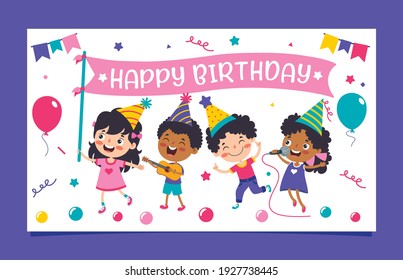 Cute Colorful Birthday Card Template