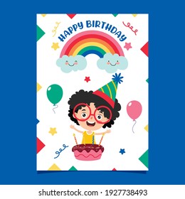 Cute Colorful Birthday Card Template