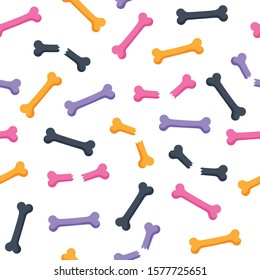 Cute colorful bones seamless pattern. Halloween background vector illustration.