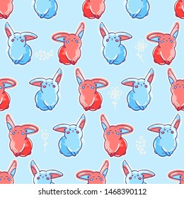 Cute colorful bunnies seamless pattern