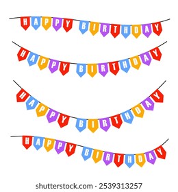 Cute and Colorful bunting flag. For party decorated on wall room birthday or festival concept. Vector eps