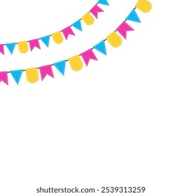 Cute and Colorful bunting flag. For party decorated on wall room birthday or festival concept. Vector eps