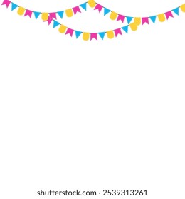 Cute and Colorful bunting flag. For party decorated on wall room birthday or festival concept. Vector eps