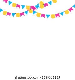 Cute and Colorful bunting flag. For party decorated on wall room birthday or festival concept. Vector eps