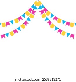 Cute and Colorful bunting flag. For party decorated on wall room birthday or festival concept. Vector eps