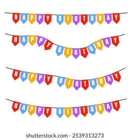 Cute and Colorful bunting flag. For party decorated on wall room birthday or festival concept. Vector eps