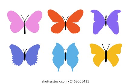 Lindo conjunto de iconos de mariposa de colores. Color de moda simplemente mariposas aisladas sobre fondo blanco