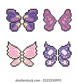 cute colorful butterfly wings bundle pixel art