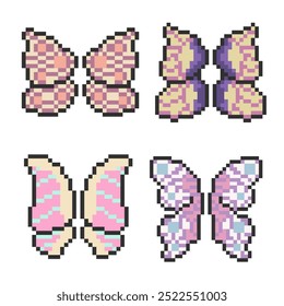 cute colorful butterfly wings bundle pixel art