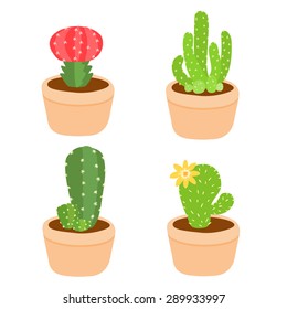 Cute and colorful cactus pot vector illustration