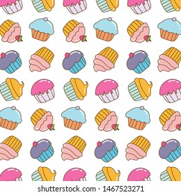 Cute colorful cake pattern vector