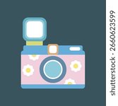 cute colorful camera in isolated background