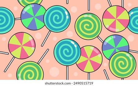 Cute colorful candy pattern background vector design