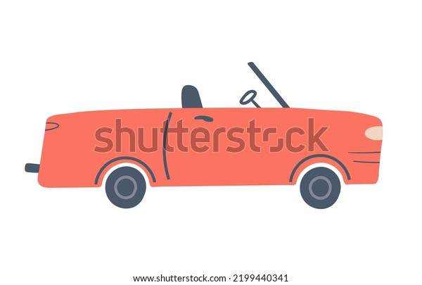 Cute\
colorful car isolated on a white background. Kids transport in hand\
drawn style for design of kids rooms,  pre school education,\
textiles. Cartoon cabriolet vector\
illustration