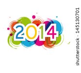 Cute and colorful card New Year 2014