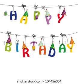 Cute and colorful card on happy birthday