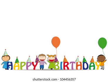 Cute and colorful card on happy birthday
