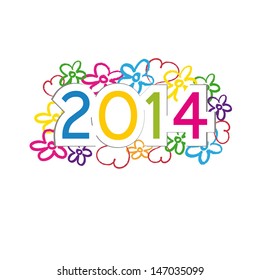 Cute and colorful card on New Year 2014