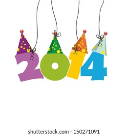 Cute and colorful card on New Year 2014