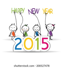 Cute and colorful card on New Year 2015