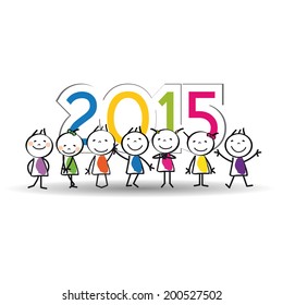 Cute and colorful card on New Year 2015