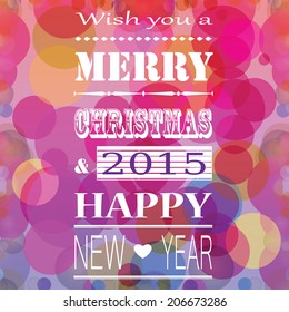 Cute and colorful card on New Year 2015