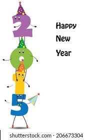 Cute and colorful card on New Year 2015