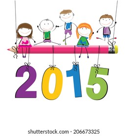 Cute and colorful card on New Year 2015