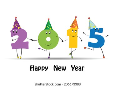 Cute and colorful card on New Year 2015