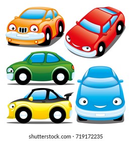 Cute Colorful Cars Stock Vector (Royalty Free) 719172235 | Shutterstock