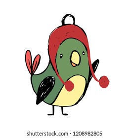 cute colorful cartoon bird. funny sticker of birds on white background. 
