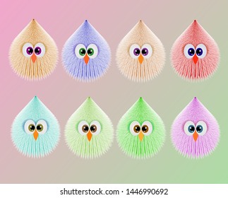 cute colorful cartoon characters set