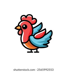 cute colorful cartoon chicken bird