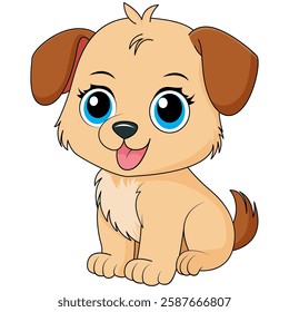 A cute and colorful cartoon dog illustration with a playful expression. Perfect for kids' books, stickers, posters, and pet-related designs. High-quality vector art for creative projects.