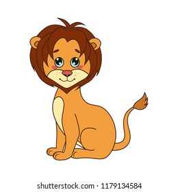 Cute Colorful Cartoon Lion. Vector illustration