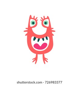 Cute colorful cartoon monster, fabulous incredible creature, funny alien vector Illustration