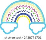 cute colorful cartoon rainbow with two clouds vector illustration 