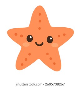 Cute colorful cartoon vector doodle starfish clipart for childish design and decoration.