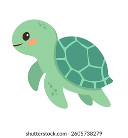 Cute colorful cartoon vector doodle turtle clipart for childish design and decoration.